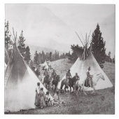Native American Teepee Camp, Montana, c.1900 (b/w Tegeltje (Voorkant)