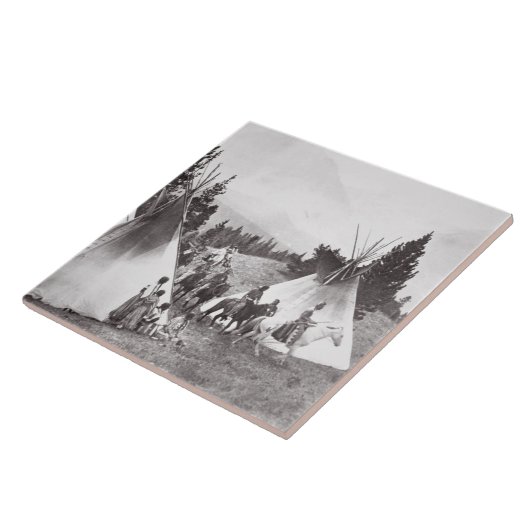 Native American Teepee Camp, Montana, c.1900 (b/w Tegeltje (Zijkant)