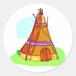 Native American Teepee Ronde Sticker