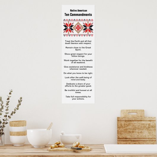 Native American Ten Commands Poster (Keuken)