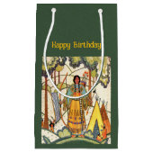 Native American Tepee in Bossen geborduurde look Klein Cadeauzakje (Voorkant)