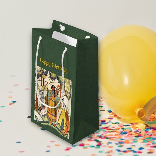 Native American Tepee in Bossen geborduurde look Klein Cadeauzakje