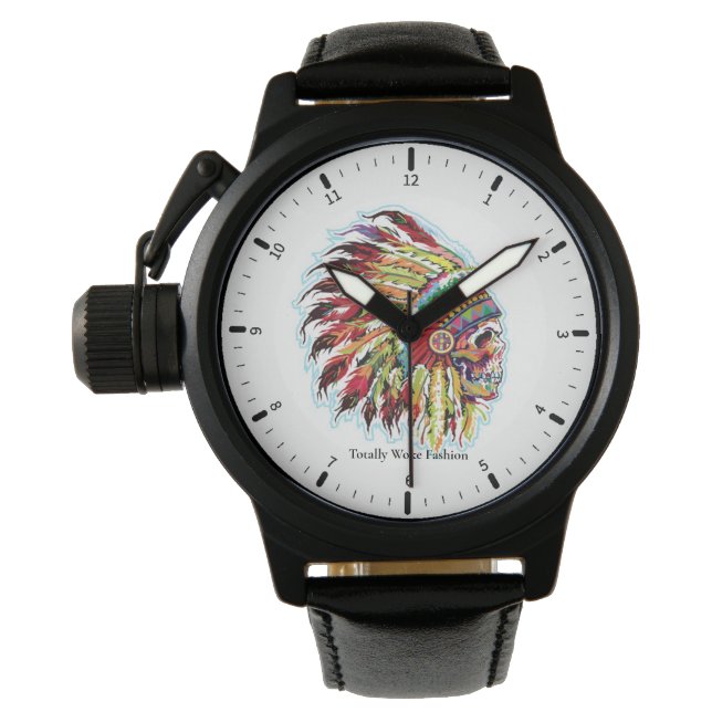 Native American Thema | Chef schedel | Horloge (Voorkant)