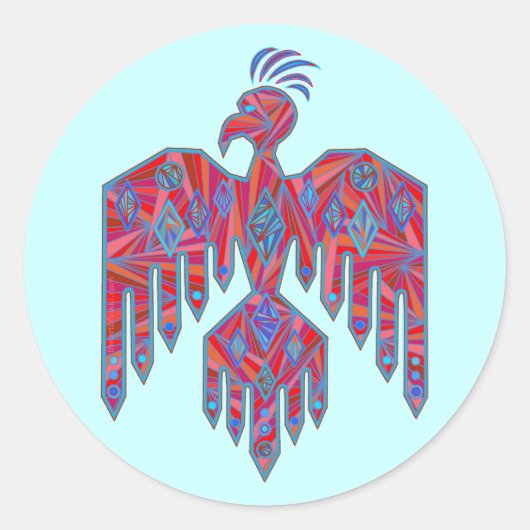 Native American Thunderbird Symbool Decals Ronde Sticker (Voorkant)