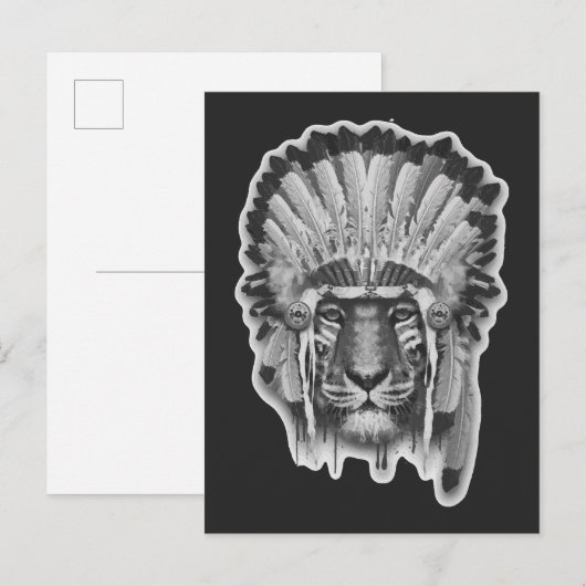 Native American Tiger Chief Briefkaart (Voorkant / Achterkant)