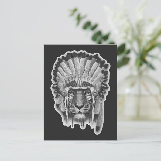 Native American Tiger Chief Briefkaart (Staand voorkant)