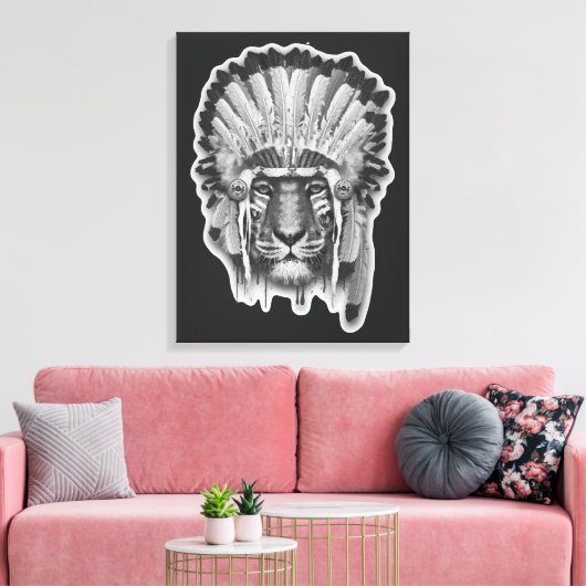 Native American Tiger Chief Canvas Afdruk (Insitu (Woonkamer))