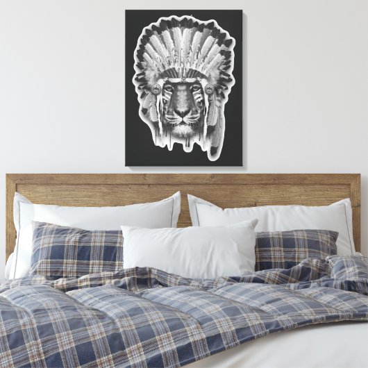Native American Tiger Chief Canvas Afdruk (Insitu (Slaapkamer))