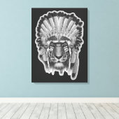 Native American Tiger Chief Canvas Afdruk (Insitu (Houten vloer))