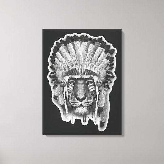 Native American Tiger Chief Canvas Afdruk (Voorkant)