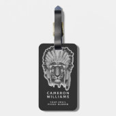 Native American Tiger Chief | Jouw namen toevoegen Bagagelabel (Achterkant verticaal)