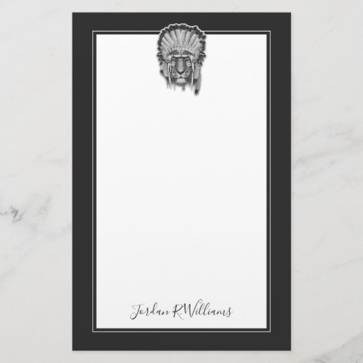 Native American Tiger Chief | Jouw namen toevoegen Briefpapier (Voorkant)