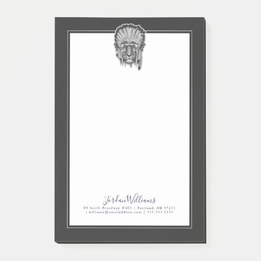 Native American Tiger Chief | Jouw namen toevoegen Post-it® Notes (Voorkant)