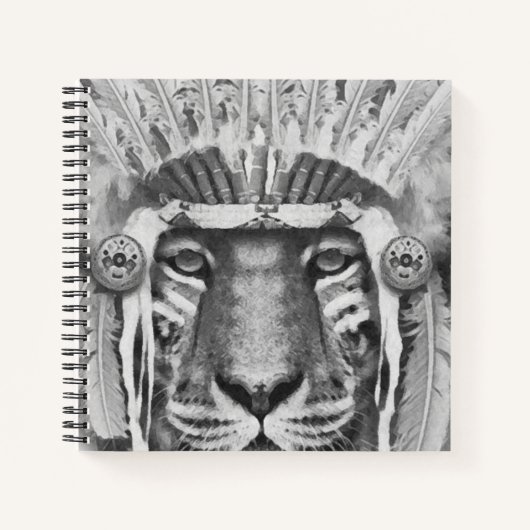 Native American Tiger Chief Notitieboek (Voorkant)