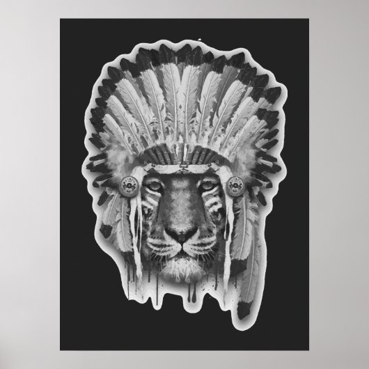 Native American Tiger Chief Poster (Voorkant)