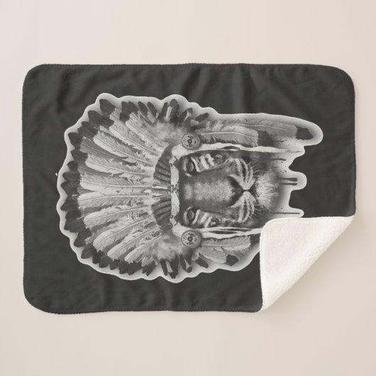 Native American Tiger Chief Sherpa Deken (Voorkant (horizontaal))