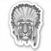 Native American Tiger Chief Sticker (Voorkant)