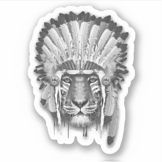 Native American Tiger Chief Sticker (Voorkant)