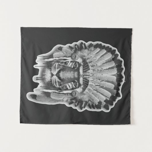 Native American Tiger Chief Wandkleed (Voorkant (horizontaal))