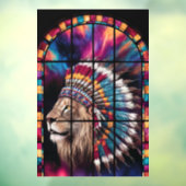 Native American Tiger Theme Glas in lood Window Raamsticker (Vel 3)
