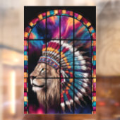 Native American Tiger Theme Glas in lood Window Raamsticker (Vel 2)