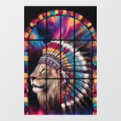 Native American Tiger Theme Glas in lood Window Raamsticker (Vel)