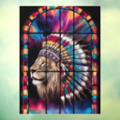Native American Tiger Theme Glas in lood Window Raamsticker (Vel 3)