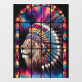 Native American Tiger Theme Glas in lood Window Raamsticker (Vel)