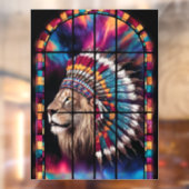 Native American Tiger Theme Glas in lood Window Raamsticker (Vel 2)