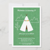 Native American Tipi Birthday Party Invitation Kaart (Voorkant)