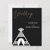 Native American Tipi Symbol Black White Wedding Kaart (Voorkant)