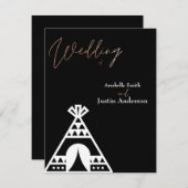 Native American Tipi Symbol Black White Wedding Kaart (Voorkant / Achterkant)