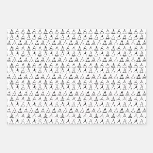 Native American Tipi Tents CUSTOM-ACHTERGRONDKLEUR Inpakpapier Vel (Voorkant 3)