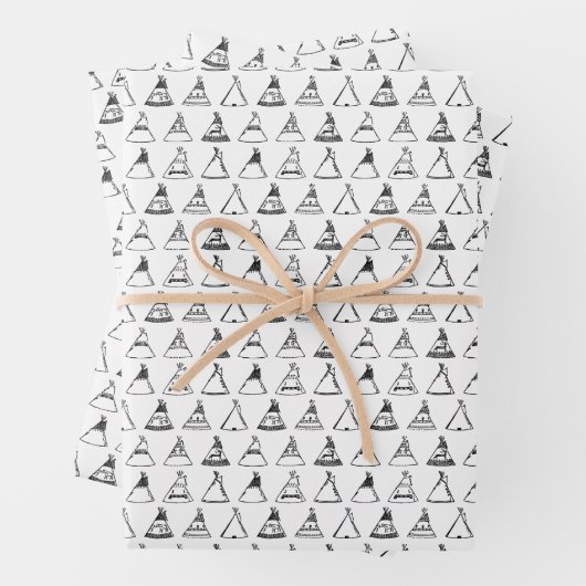 Native American Tipi Tents CUSTOM-ACHTERGRONDKLEUR Inpakpapier Vel (In situ)