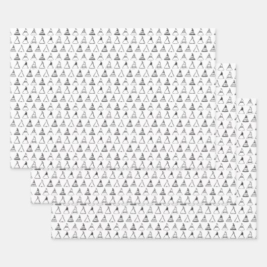 Native American Tipi Tents CUSTOM-ACHTERGRONDKLEUR Inpakpapier Vel (Set)