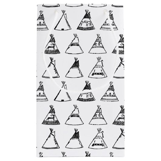 Native American Tipi Tents CUSTOM-ACHTERGRONDKLEUR Klein Cadeauzakje (Achterkant)