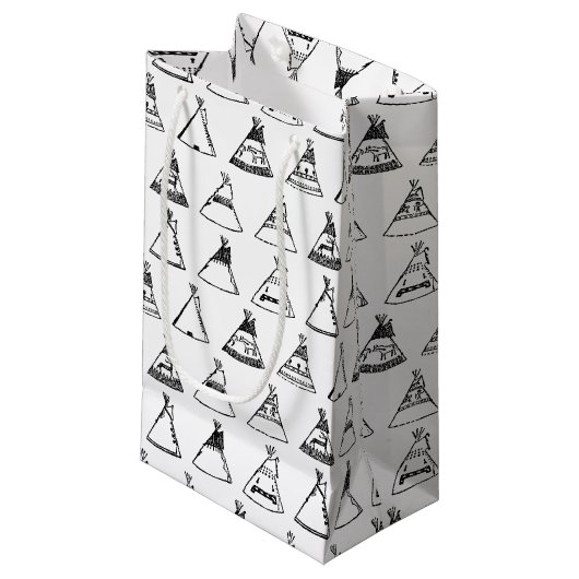 Native American Tipi Tents CUSTOM-ACHTERGRONDKLEUR Klein Cadeauzakje (Voorkant Gekanteld)