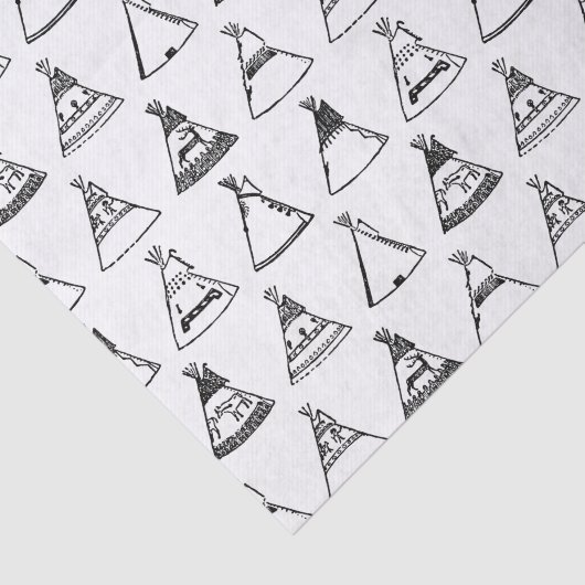 Native American Tipi Tents CUSTOM-ACHTERGRONDKLEUR Tissuepapier (Detail)
