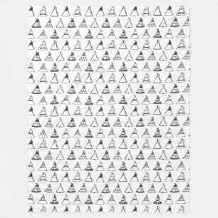 Native American Tipi Tents CUSTOM BG COLOR Fleece Deken
