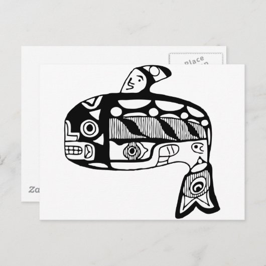 Native American Tlingit Whale Briefkaart (Voorkant / Achterkant)