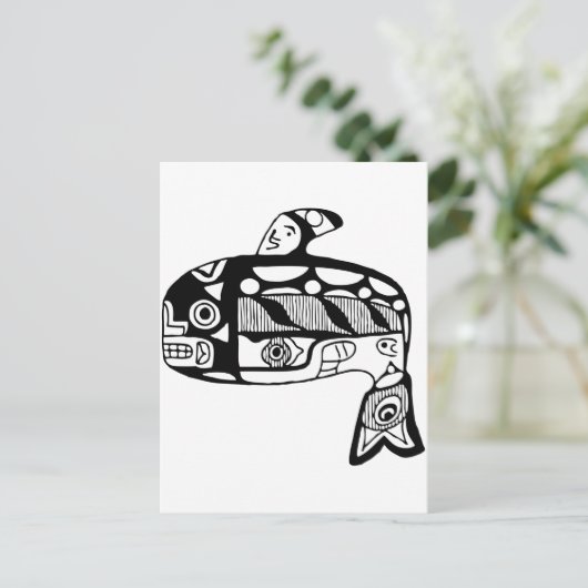 Native American Tlingit Whale Briefkaart (Staand voorkant)