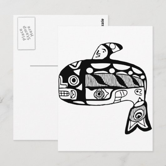 Native American Tlingit Whale Briefkaart (Voorkant / Achterkant)