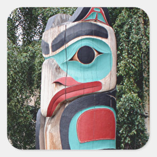 Native American Totem Pole, Anchorage, Alaska Vierkante Sticker