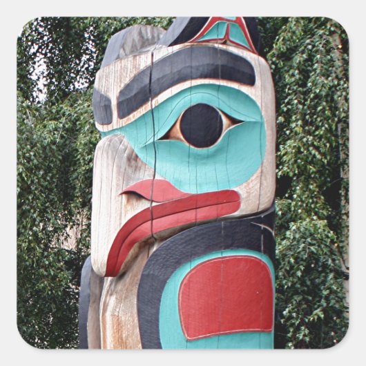 Native American Totem Pole, Anchorage, Alaska Vierkante Sticker (Voorkant)