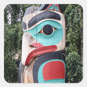 Native American Totem Pole, Anchorage, Alaska Vierkante Sticker
