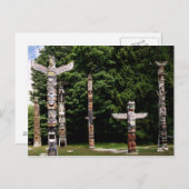 Native American totem poles, Vancouver, Brits Briefkaart (Voorkant / Achterkant)