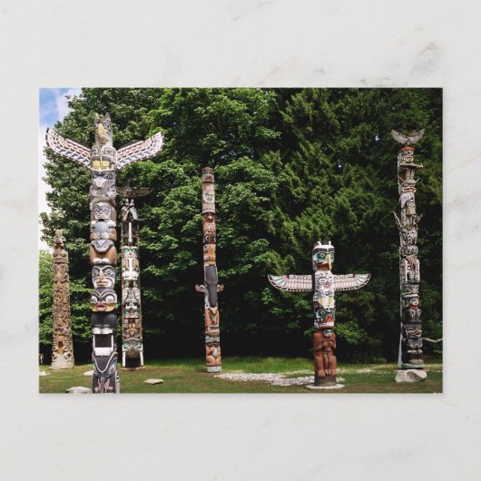 Native American totem poles, Vancouver, Brits Briefkaart (Voorkant)