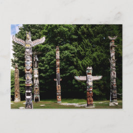 Native American totem poles, Vancouver, Brits Briefkaart