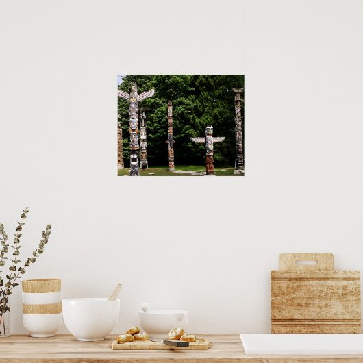 Native American totem poles, Vancouver, Brits Poster (Keuken)