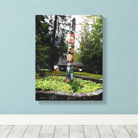 Native American Totem Poll Glacier Park Montana Canvas Afdruk (Insitu (Houten vloer))